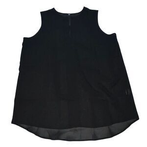 Shein Blouse Womens 2X Tank Top Sheer Black Shirt V Neck Sleeveless Tunic Top